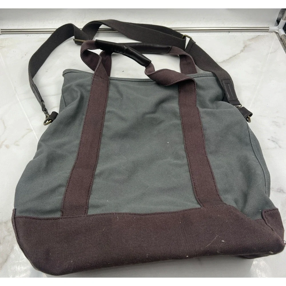 Carters OshKosh Bgosh Diaper Bag Canvas Gray Brown Tote Crossbody Messenger